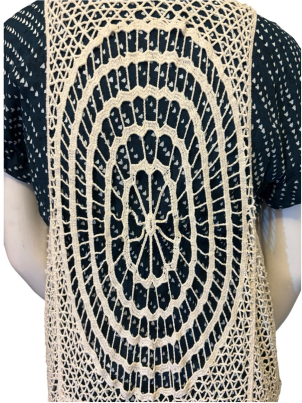 Boho Crochet Fringe Longline Vest, O/S, Festival Cover-up Duster - Picture 8 of 13
